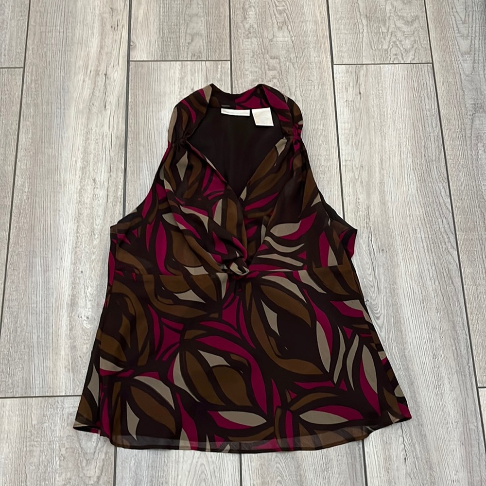 Worthington Blouse - size 14 - Brown and Fuchsia